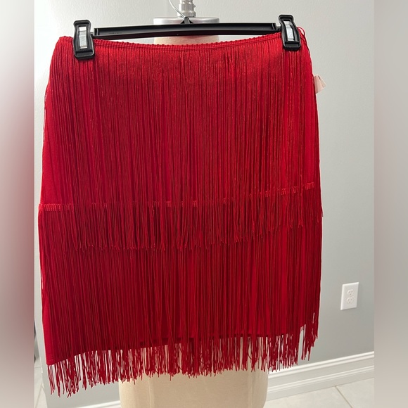 SALE 🔥🔥❤️Super Sexy “Sincerely Jules” Red Fringe top and skirt - Picture 6 of 8